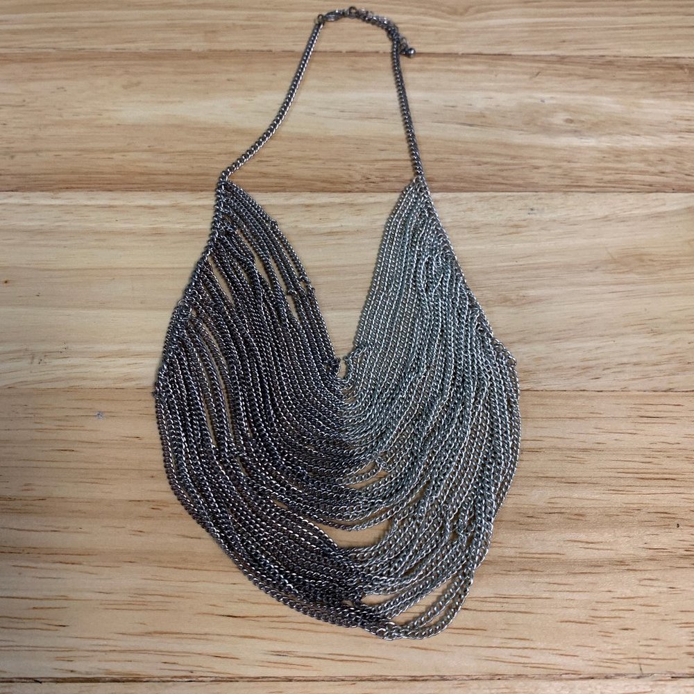 Two Toned Silver Chain Necklace 11"
